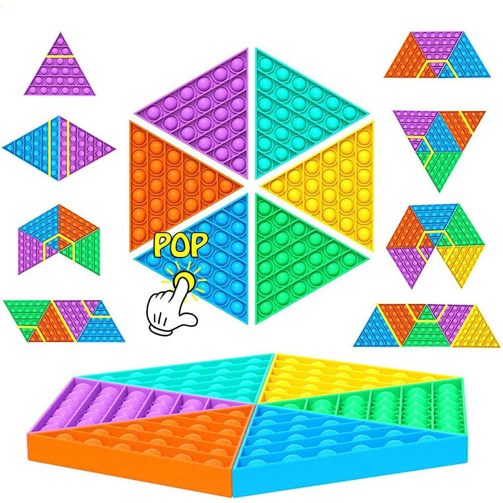[해외] JYC 스퀴즈 장난감 푸시 팝잇 육각형 삼각형 6개
